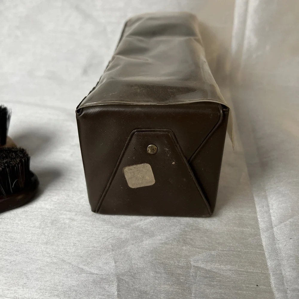 Vintage Empire Shoe Brush Brushes Lot of 2‎ & Vinyl Case - Made in The USA